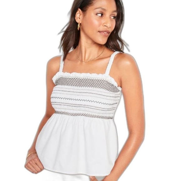 Old Navy Sleeveless Smocked Babydoll Top Tank Black NWT New S - Picture 8 of 8